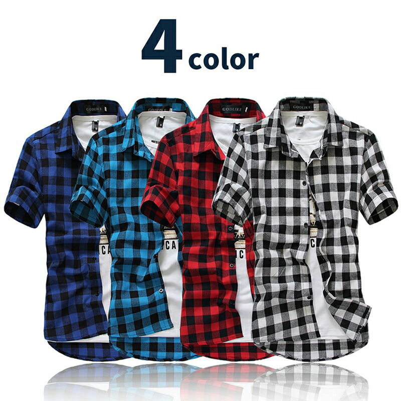 楽天市場】チェックシャツ 半袖 ライトクロス使用 メンズ レディース