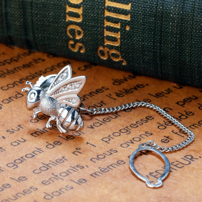 楽天市場】K18WG ハチ 天然 ダイヤモンド タイピン タイタック 蜂 K18