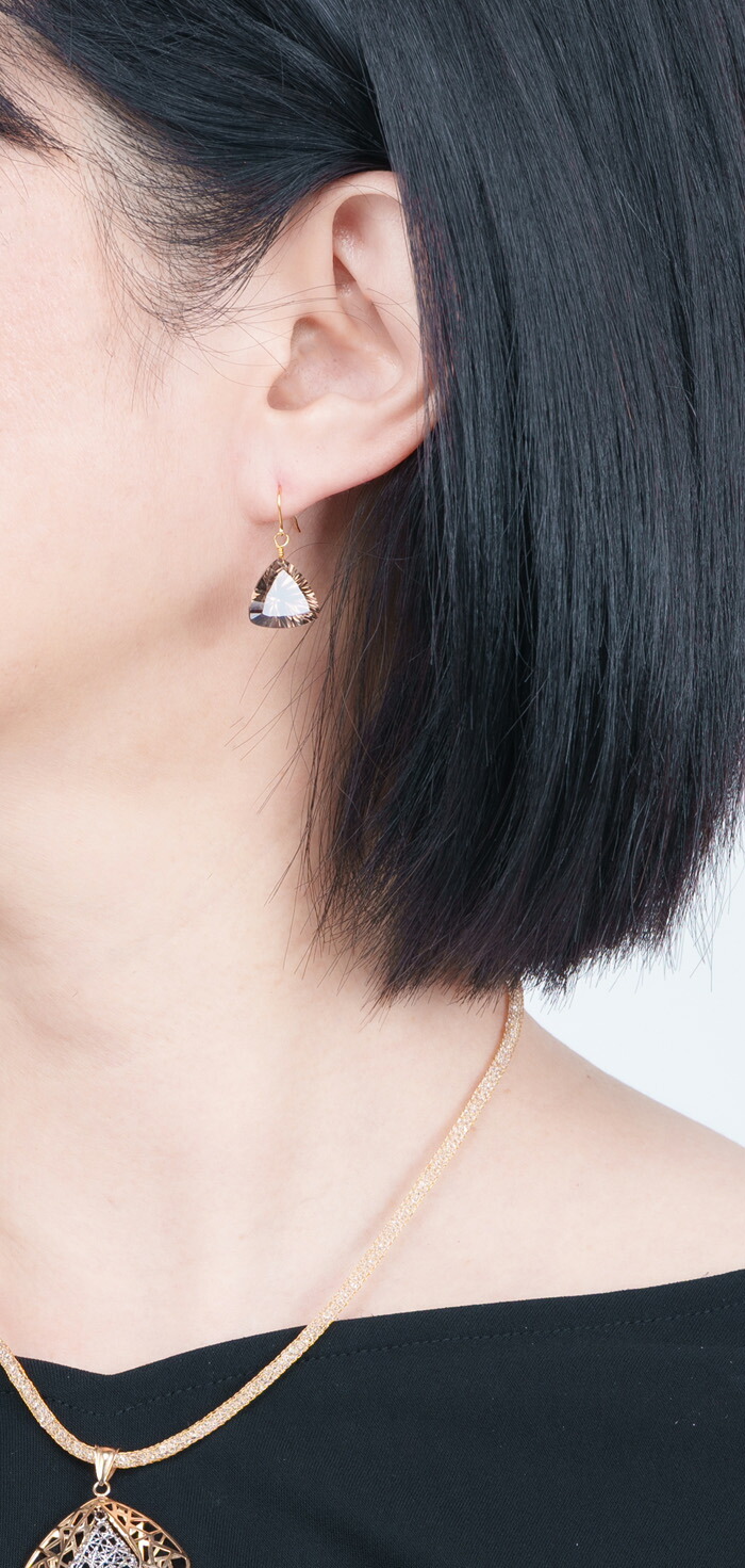 楽天市場】K14 天然 水晶 ピアス スモーキークォーツ 天然石 ゴールド