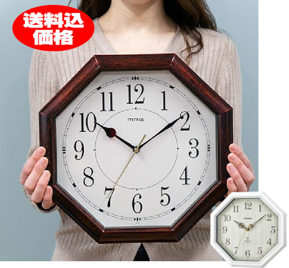 楽天市場】八角形 掛け時計（電波時計）ノア精密径約30cmの見やすい