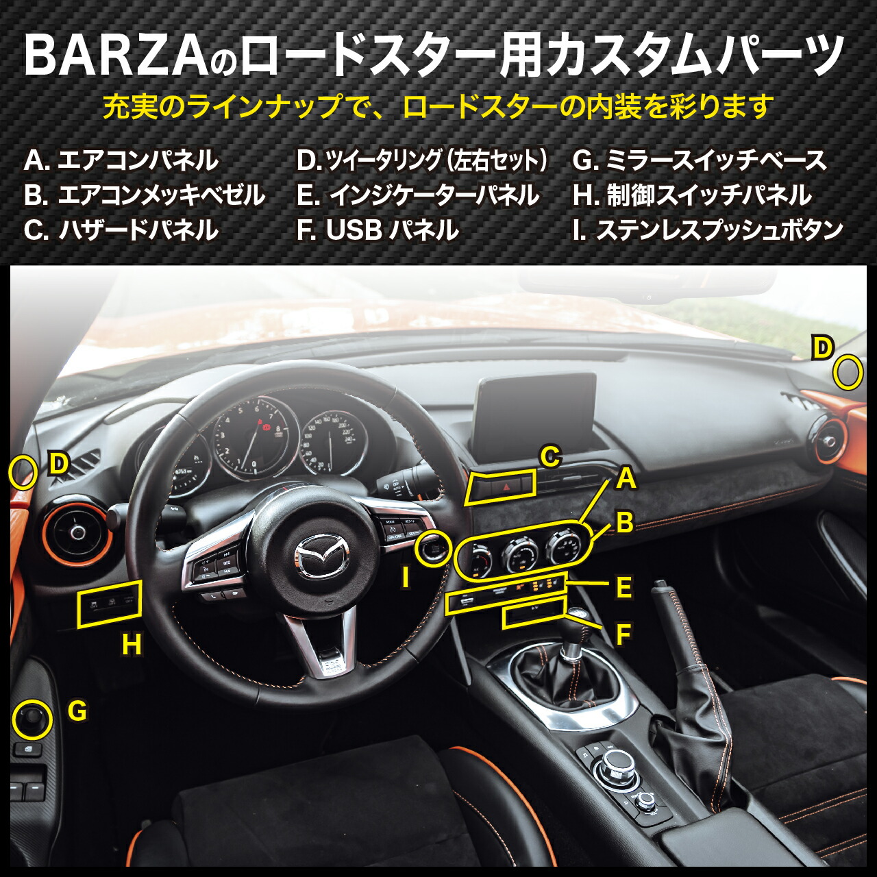 楽天市場】USBパネル マツダ ロードスター ND用 ( アルミ ヘアライン調