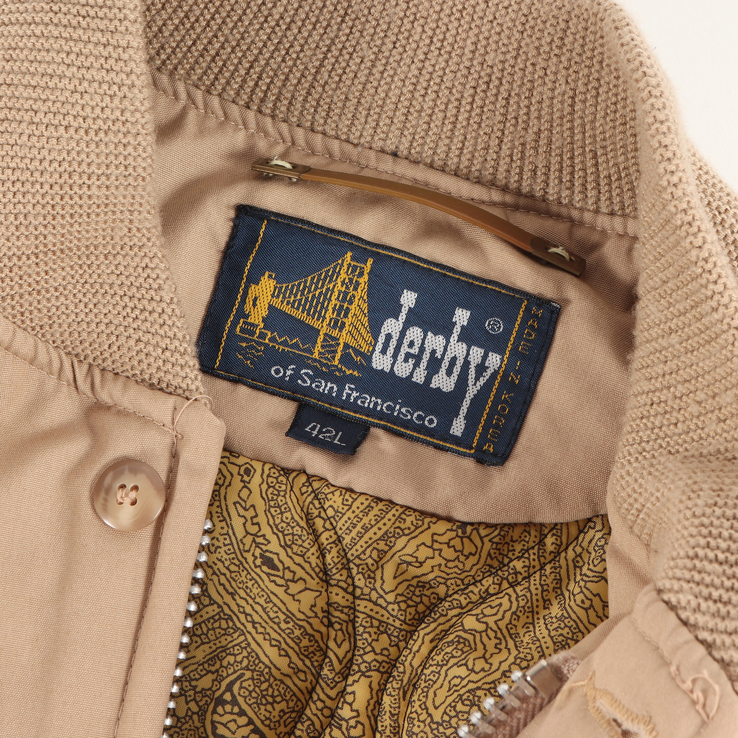 USA製80s vintageダービージャケット短丈ボンバーCBOY ベージュM 楽天