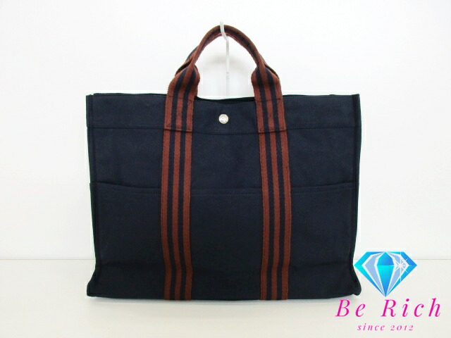 楽天市場】エルメス HERMES フールトゥ MM ネイビー ブラウン ロゴ