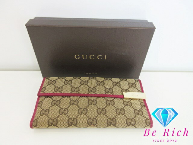 楽天市場】グッチ Wホック 二つ折り 長財布 GG キャンバス レザー ロゴ