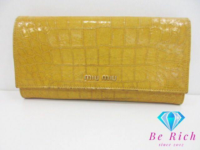 楽天市場】ミュウミュウ miumiu 二つ折り 長財布 5M1109 マスタード