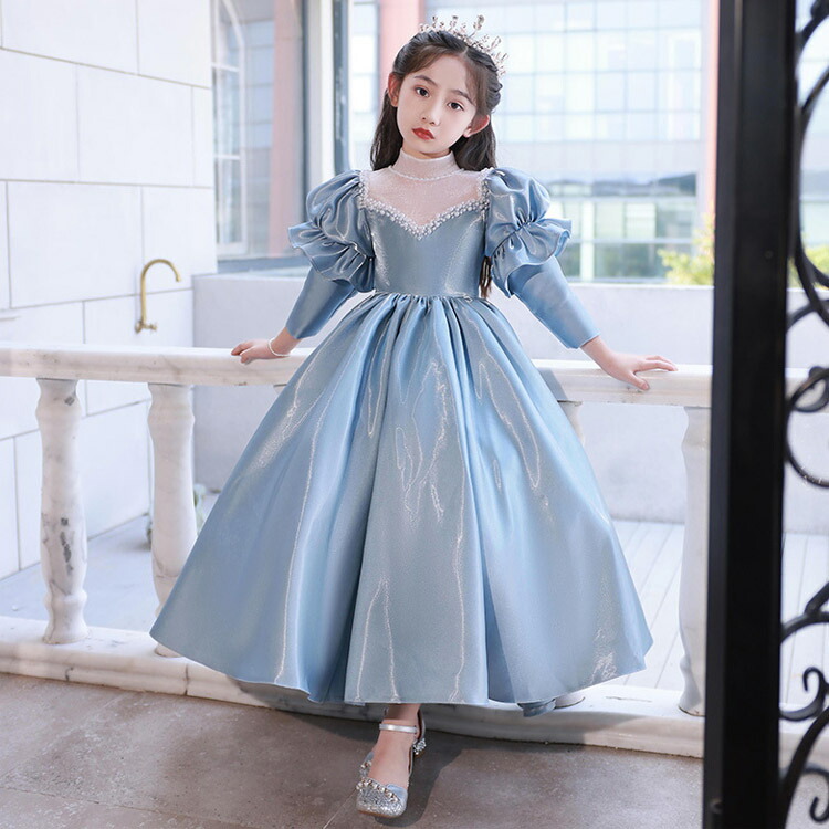 楽天市場】送料無料 子供ドレス ピアノ発表会ドレス ブルー 水色