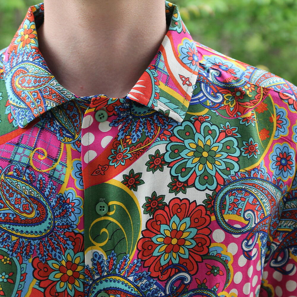 楽天市場】半袖シャツ 柄シャツ ペイズリー柄 花柄 派手 開襟シャツ