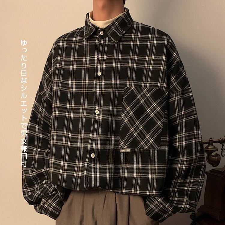 楽天市場】チェック柄 長袖シャツ オーバーシャツ メンズ レディース