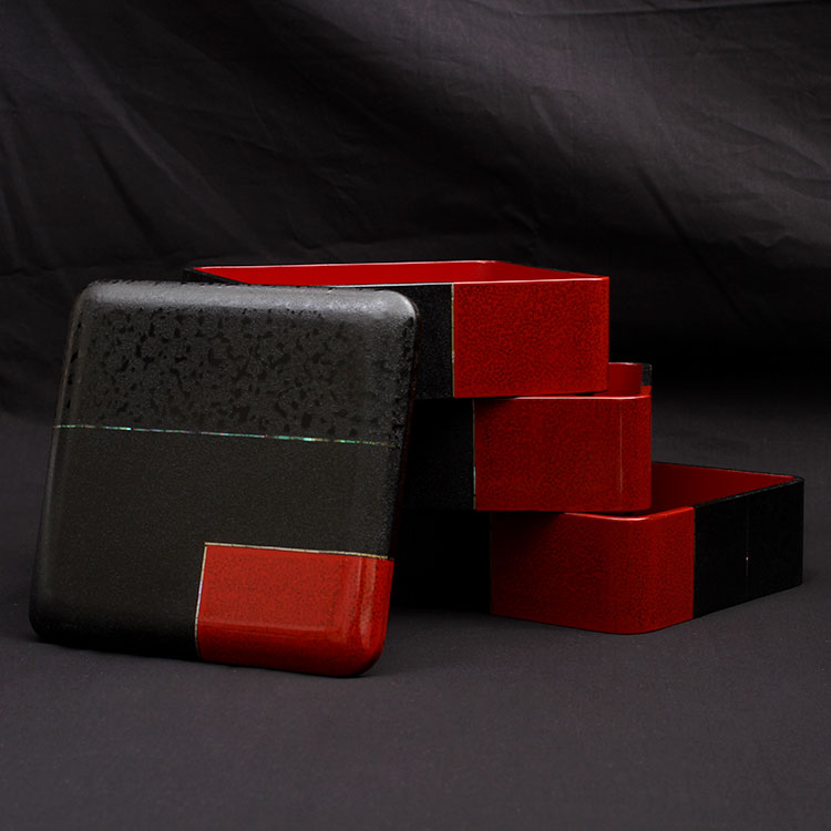 楽天市場】【津軽塗 ななこ塗 紋紗塗】 重箱6寸紋紗 【IO-004】【送料