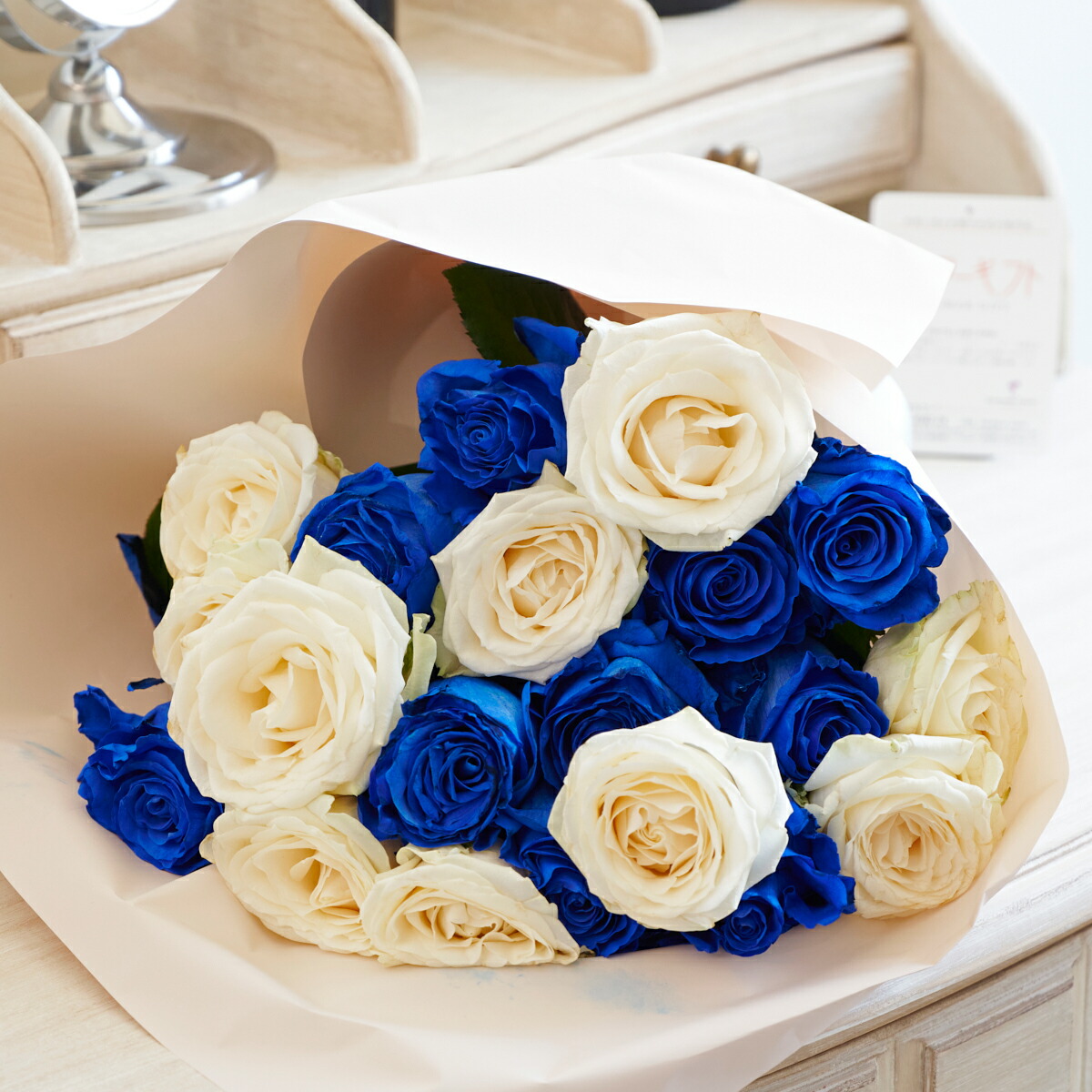楽天市場】花束・ブーケ 白・青バラ20本お花 華やか 鮮やか オシャレ