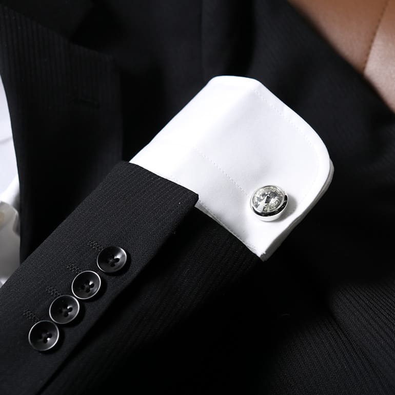 楽天市場】カフスボタン カフリンクス クリスタルガラス シルバー