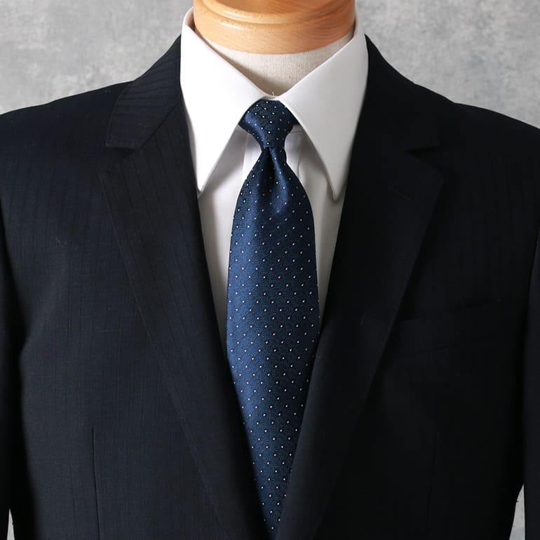 楽天市場】シルクネクタイ 紺縦糸使用 ネイビー ドット 水玉 8cm幅