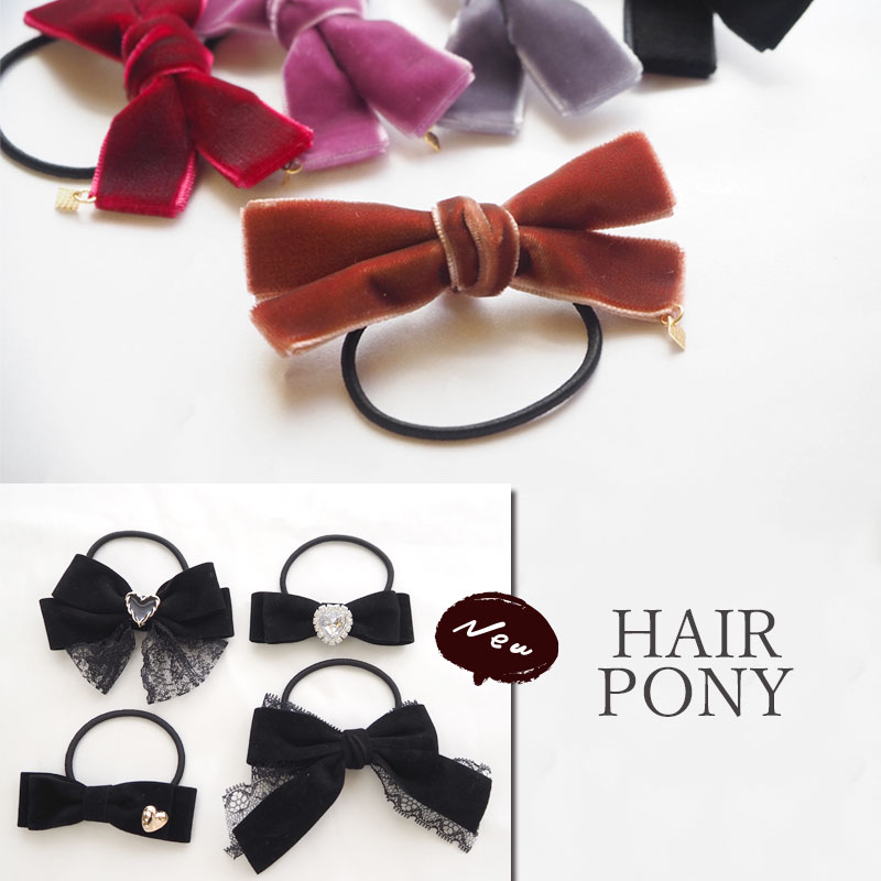 楽天市場】ヘアゴム ベロア リボン シンプル チャーム付き BLAZE