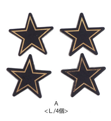 楽天市場】ワッペン スタッズ ゴールドライン ブラックスター アイロン