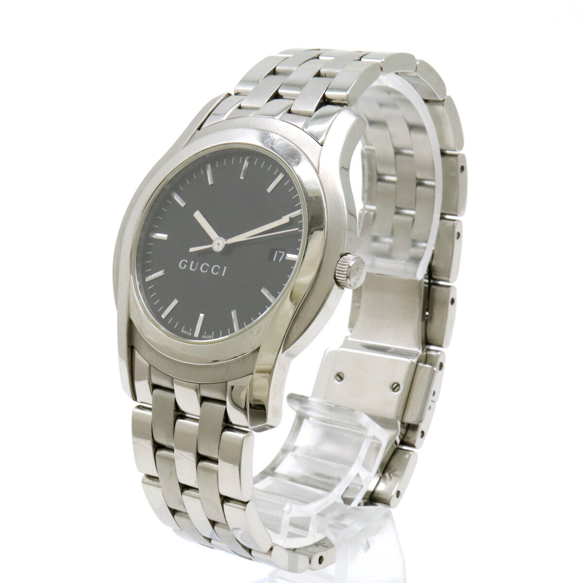 楽天市場】GUCCI グッチ Gクラス ブラック文字盤 デイト メンズ SS QZ