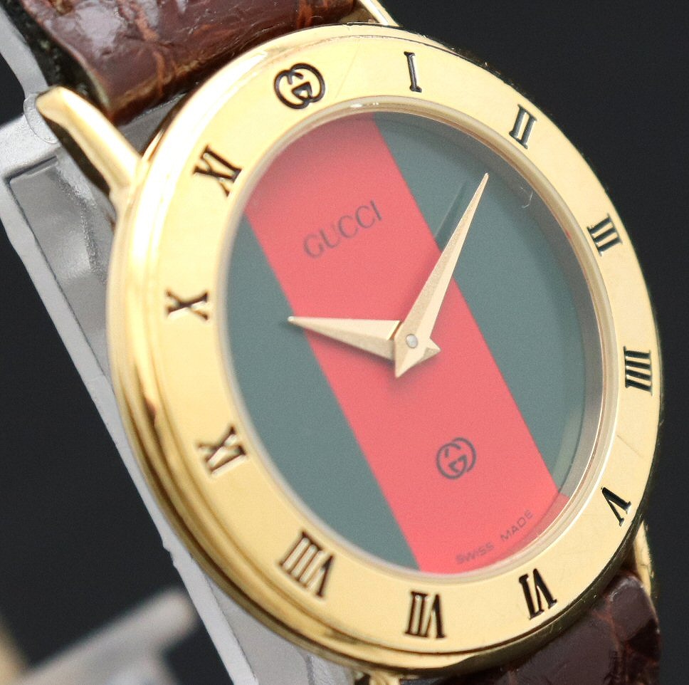 楽天市場】【ウォッチ】GUCCI グッチ シェリーライン文字盤 クロコ革