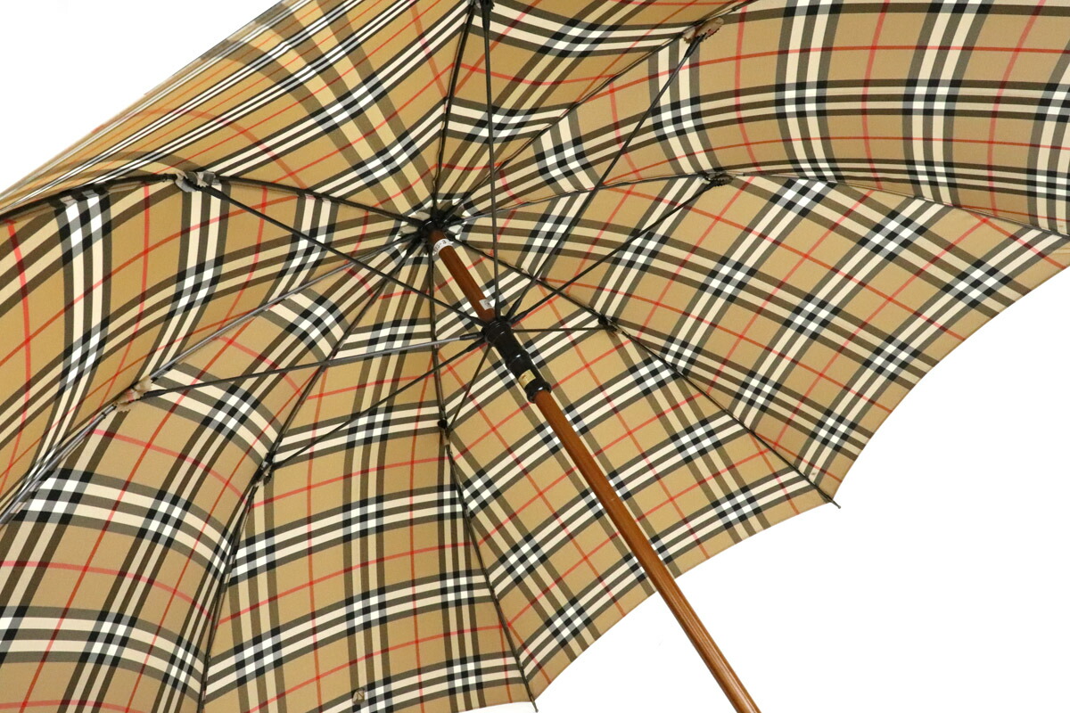 楽天市場】BURBERRY バーバリー 長傘 雨傘 ノバチェック柄 ウッド