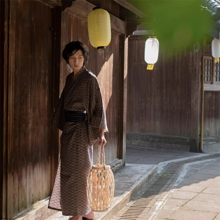 楽天市場】メンズ 青海波 浴衣 大人 浪花 2点セット 男性 紳士 ゆかた