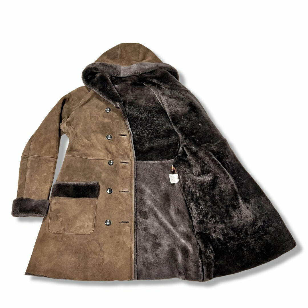 楽天市場】BALMAIN バルマン フード付き ミドル丈 ムートンコート