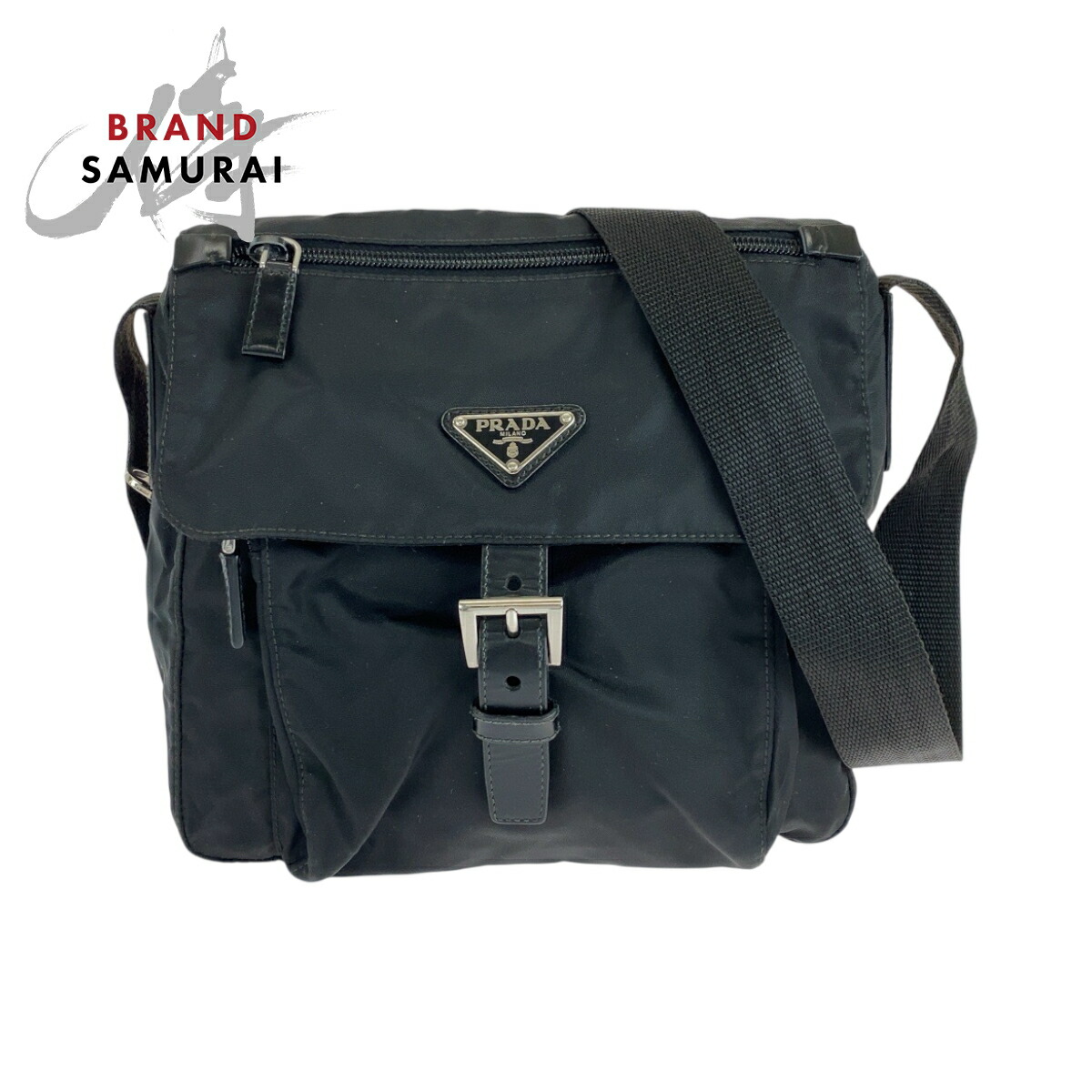 楽天市場】美品 PRADA プラダ テスート 三角ロゴプレート ブラック 黒