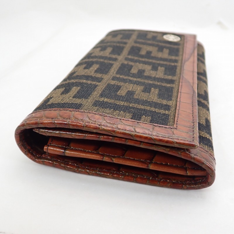 楽天市場】フェンディ【FENDI】 ズッカ柄キャンバスXレザー二つ折り長