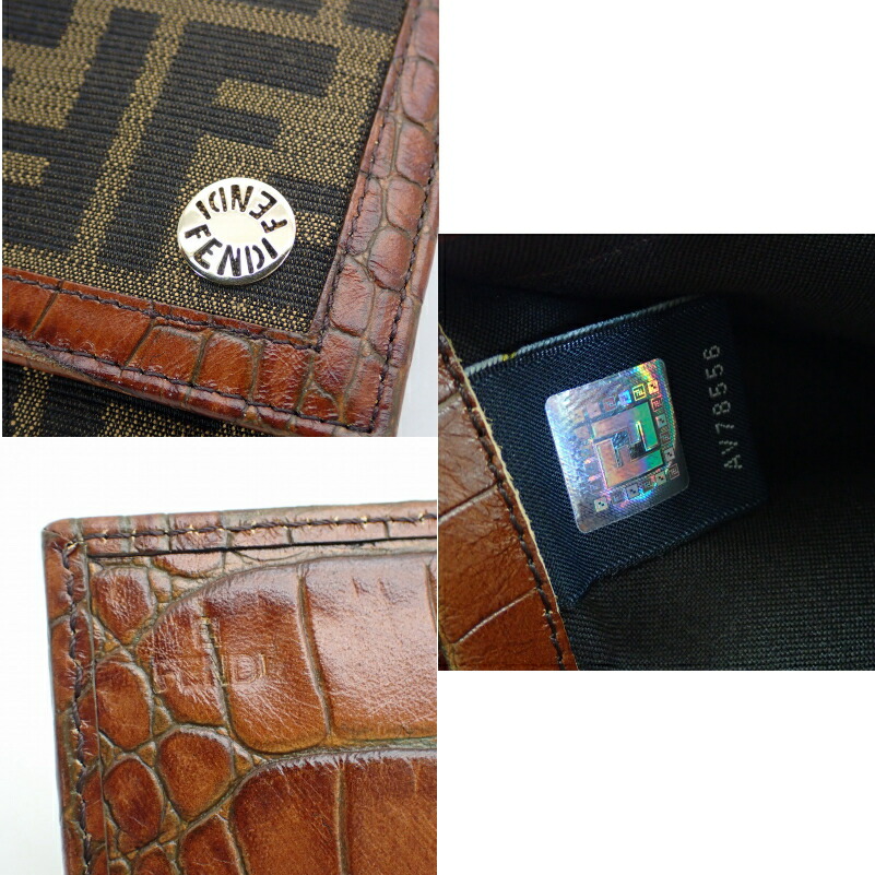 楽天市場】フェンディ【FENDI】 ズッカ柄キャンバスXレザー二つ折り長
