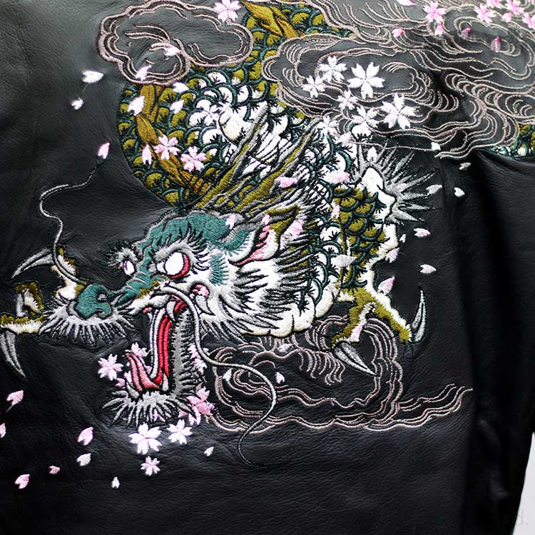 楽天市場】さとり 暴桜雲龍刺繍 襟付き 本皮 レザー ライダース