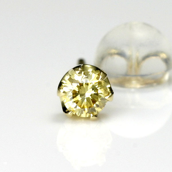 楽天市場】天然イエローダイヤモンド 0.1ct メンズピアス K18 片耳