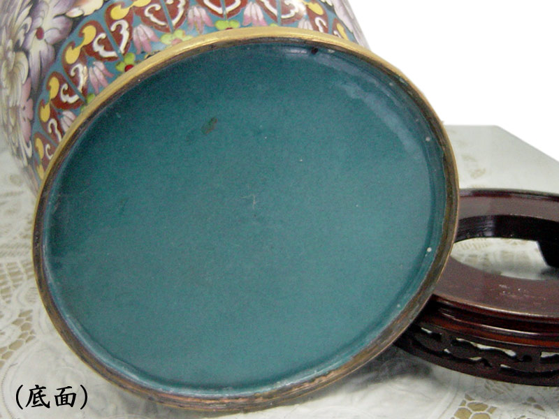 中国美術 七宝焼 景泰藍大花瓶・細工菊花柄・台座付き 2026年最新