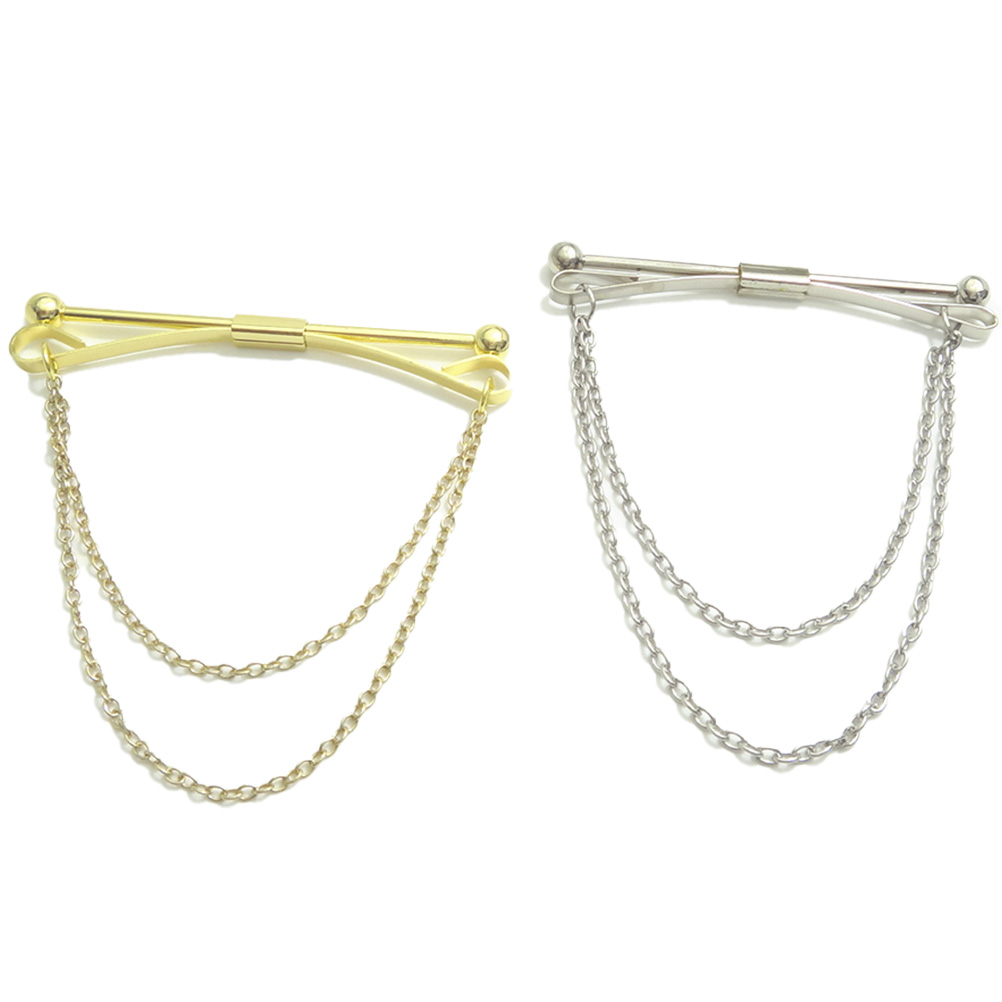 楽天市場】シルバー ゴールド 二連チェーン付 カラーバー カラーピン