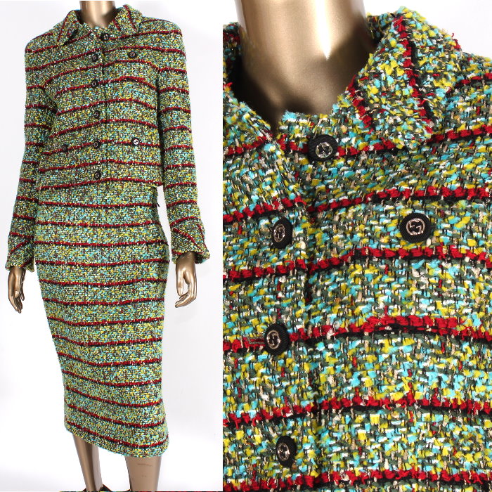 楽天市場】グッチ GUCCI ツイード シングルブレスト スカート スーツ