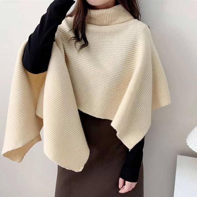 楽天市場】ポンチョ ニットベスト 羽織り スリット ハイネック