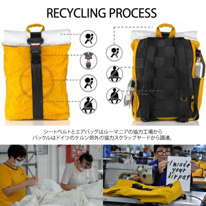 楽天市場】AIRPAQ 車の廃材から生まれたバッグ ビジネスリュック M