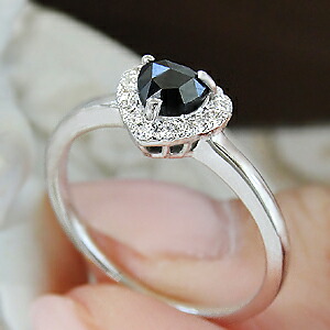 楽天市場】ブラックダイヤモンド プラチナ ハート ダイヤモンドリング