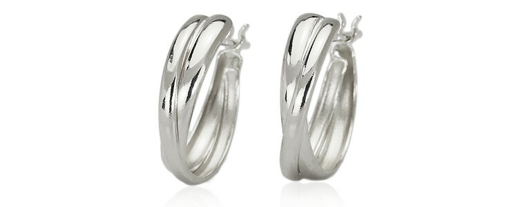 楽天市場】プラチナフープピアス(クロス/クロッシング)(Pt900製