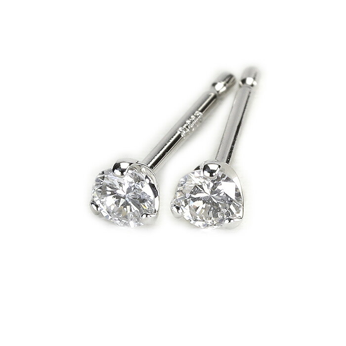 楽天市場】プラチナ(Pt900)ダイヤモンドピアス(3mmラウンド、ダイヤ0.2