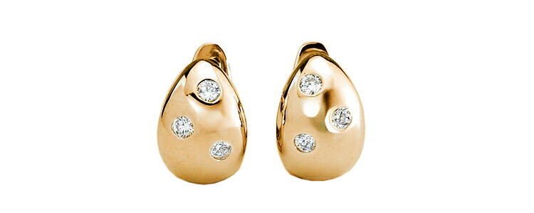 楽天市場】K18ピンクゴールド中折れ式ダイヤフープピアス(10mmドッツ