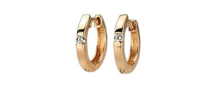 楽天市場】K18ピンクゴールド中折れ式ダイヤフープピアス(11mmフラット