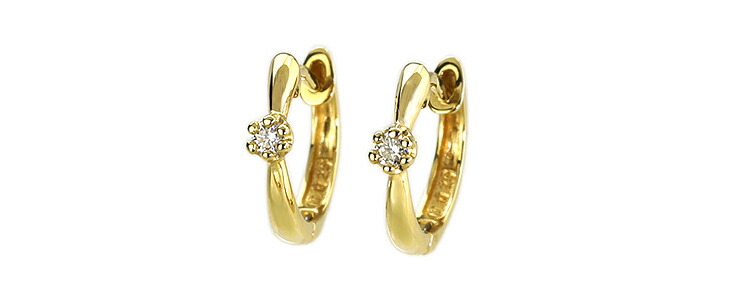 楽天市場】K18中折れ式ダイヤフープピアス(11mmリング調、6本爪