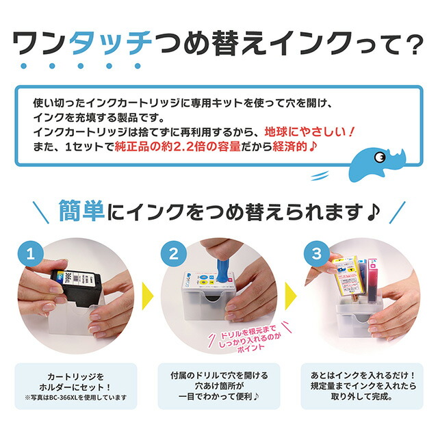 楽天市場】【詰め替えキット+補充用インク】 キヤノン BC-366用 カラー