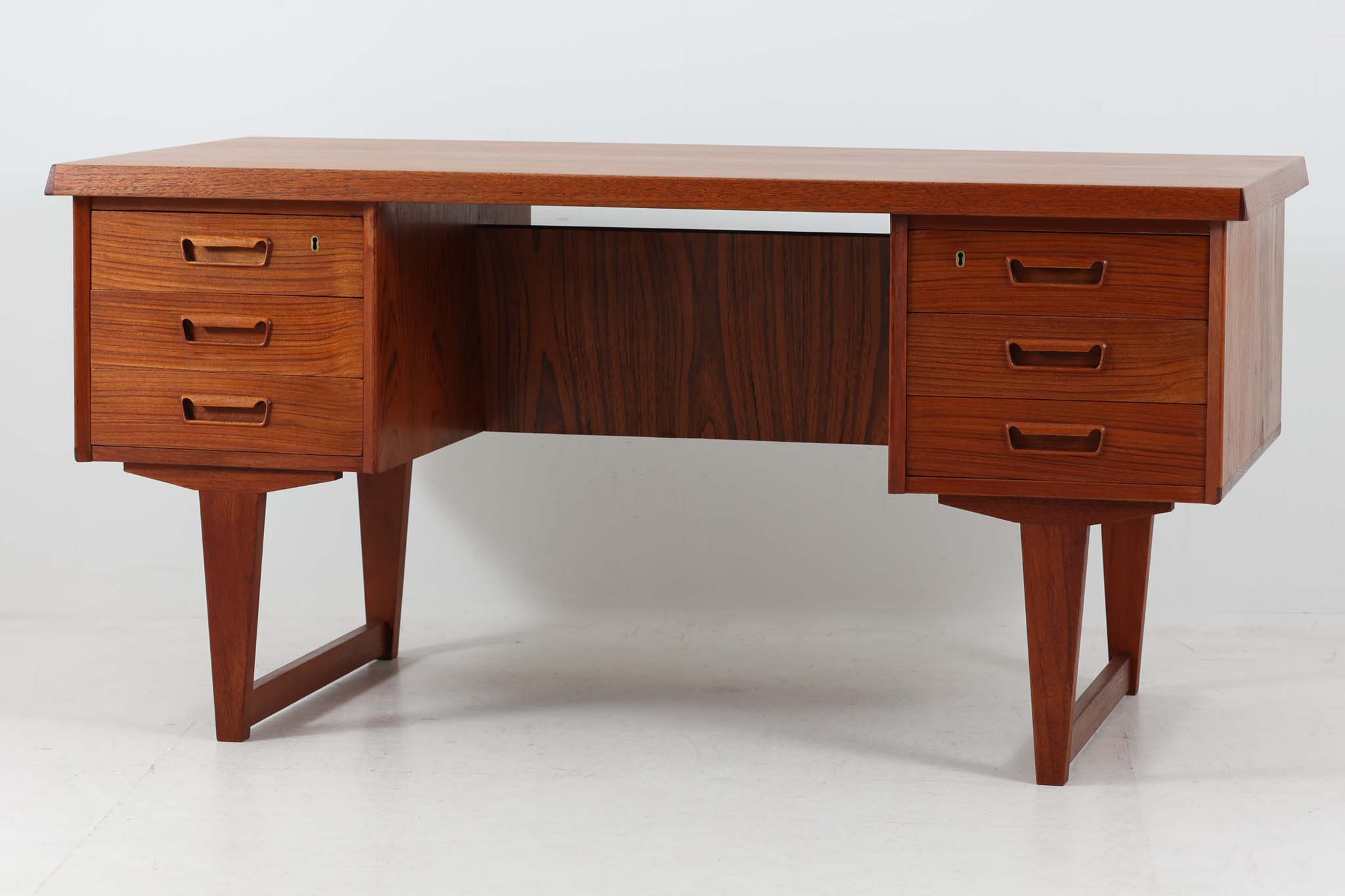 楽天市場】デンマーク製 両袖デスク チーク材 北欧家具ビンテージ