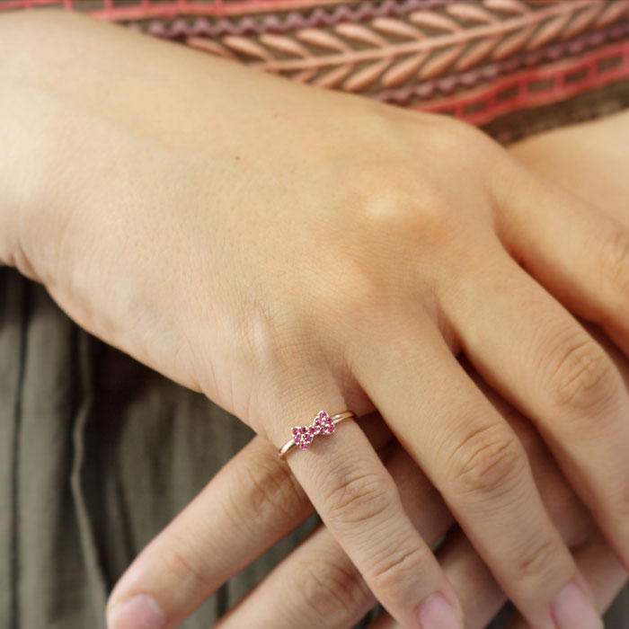 楽天市場】ピンキーリング 7月誕生石 ルビー リボンモチーフ K10ピンク