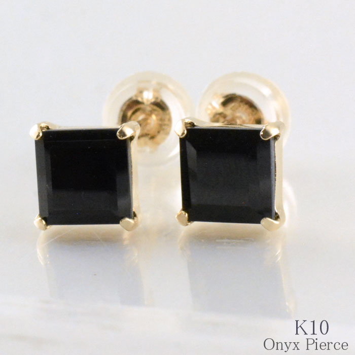 楽天市場】【スーパーセール 10%OFF】 10金 ピアス オニキス k10