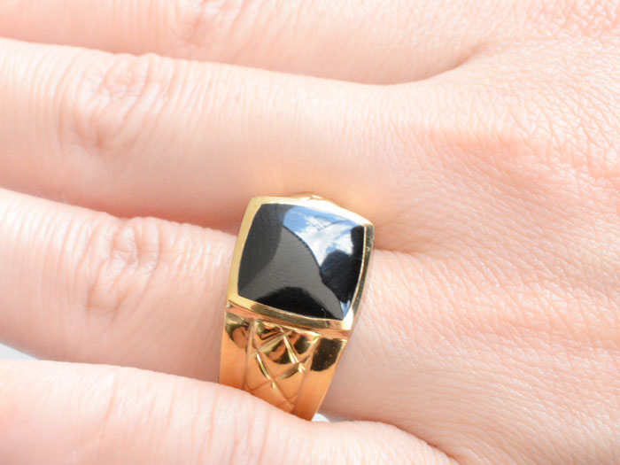 楽天市場】【スーパーセール 10%OFF】 k18 リング オニキス イエロー