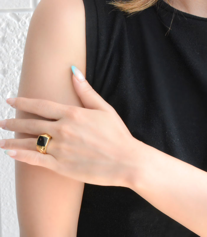 楽天市場】【スーパーセール 10%OFF】 k18 リング オニキス イエロー