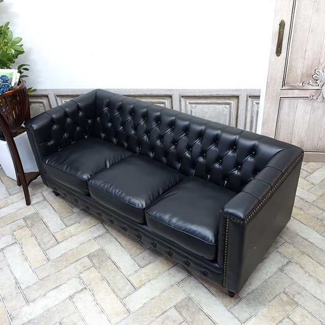 楽天市場】輸入家具 デザイナーズ 黒 ブラック 合皮 PUレザー そふぁ