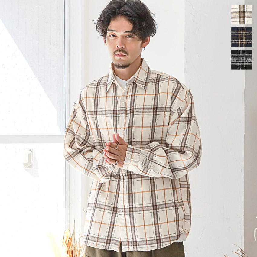 楽天市場】チェックシャツ チェック柄 先染め レギュラーカラー 長袖