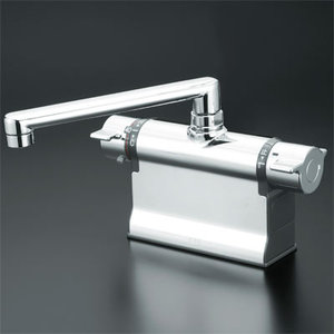 KVK デッキ形サーモスタット式混合栓 190mmパイプ付(寒冷地用