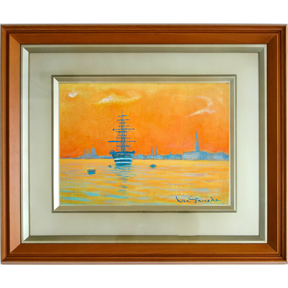 島田武朋「夕照圖」油彩 F4額装 油絵 油画 絵画 C 【公式通販】