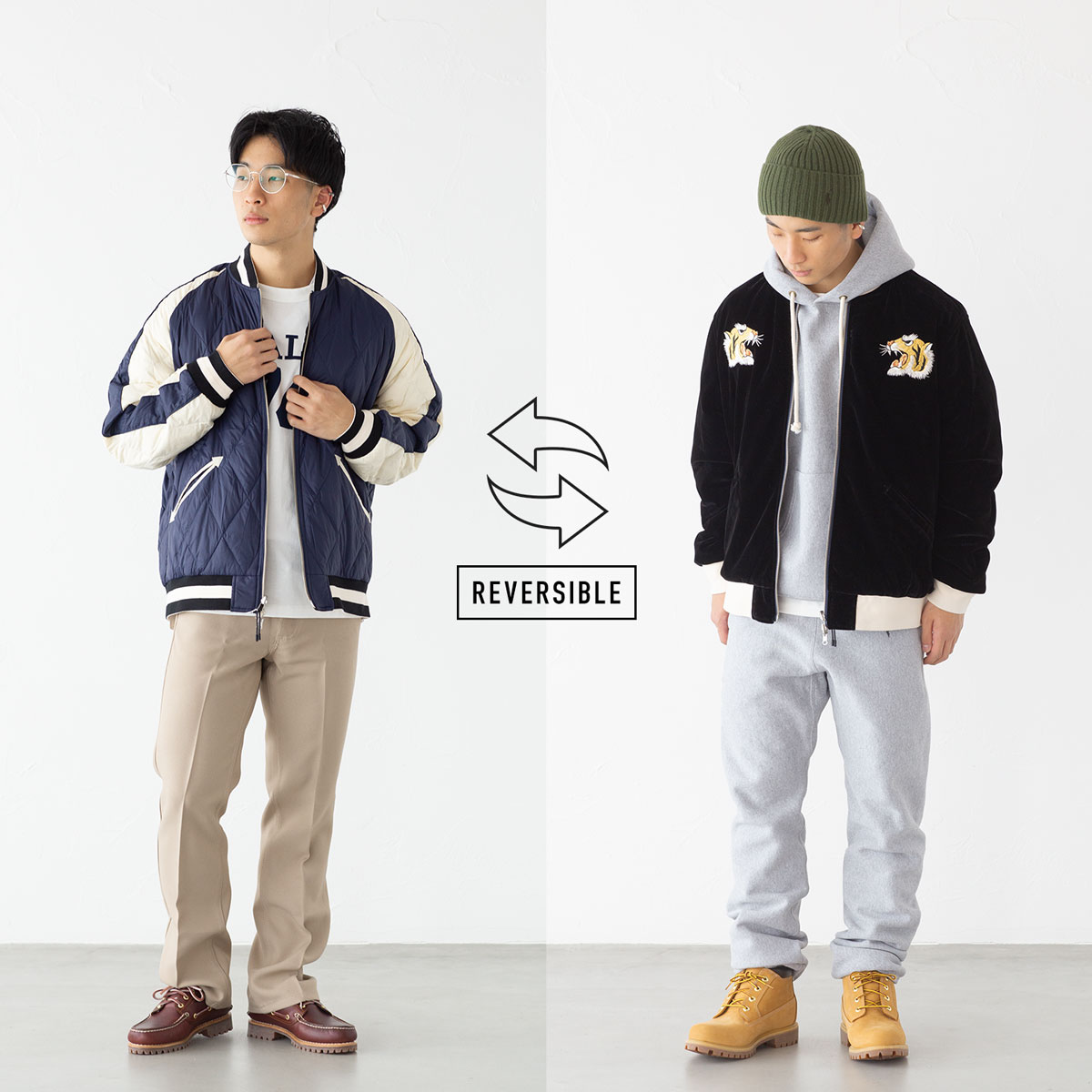 楽天市場】タイオン リバーシブル スカジャン ダウン ジャケット